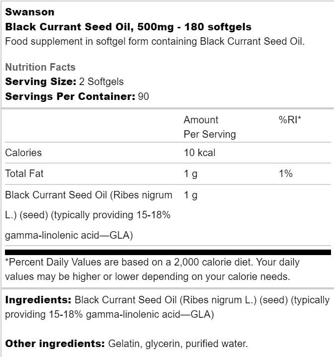 Olje semen črnega ribeza 500 mg 180 gel kapsul