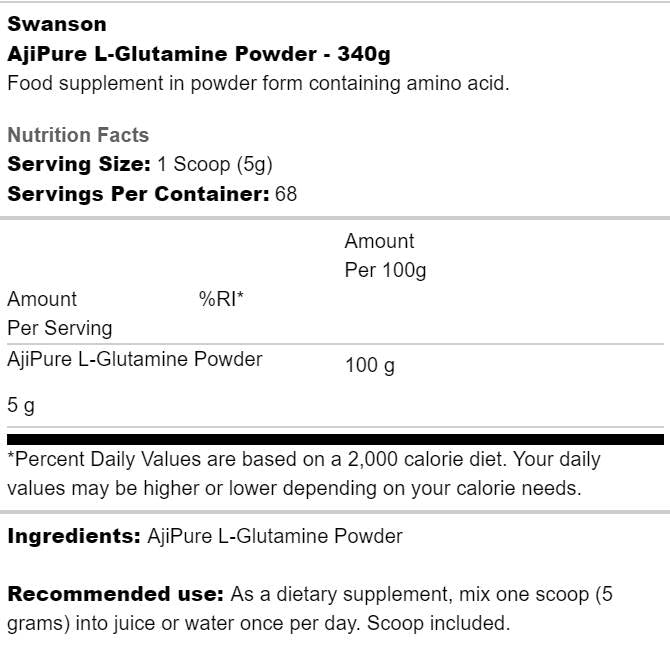 Ajipure l-glutamin prah 340 gramov