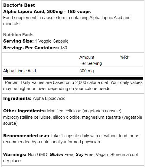 Najboljša alfa lipojska kislina 300 mg - 180 kapsul