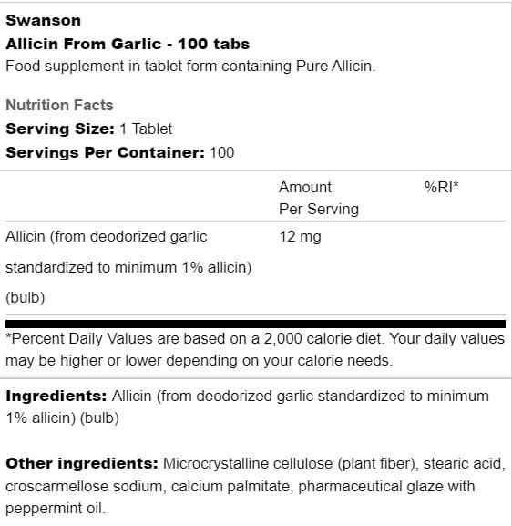 Alicin iz česna 12 mg 100 tablet