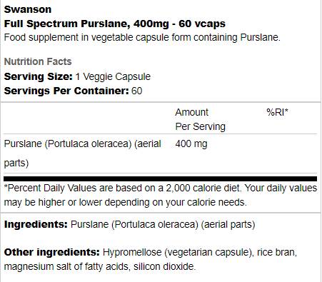 Celoten spekter Purslane 400 mg 60 kapsul