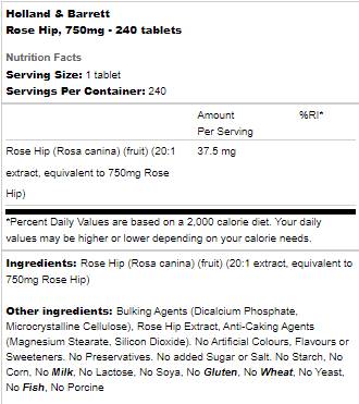 Rose Hip 750 mg - 240 tablet