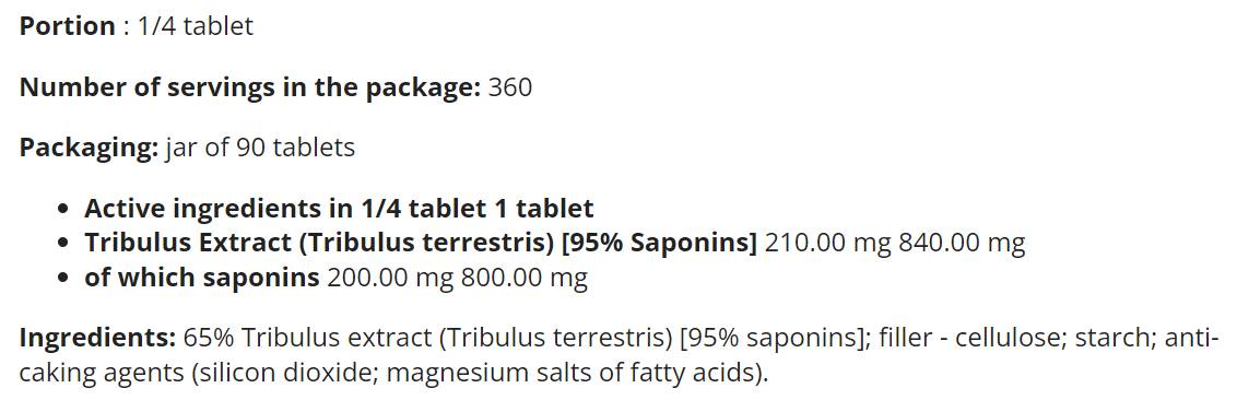 Tribulon Max - Tribulus Terrestris 95% - 90 tablet