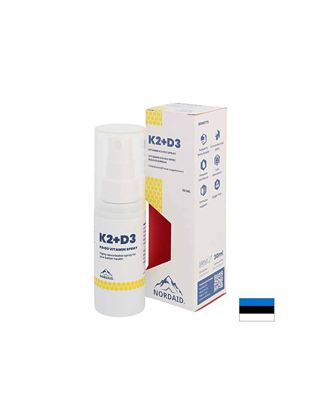 Vitamini K2 (20 µg) + D3 (800 iu) - zdravje srca in kosti, močna imunost, razpršilo za ustnice, 30 ml, 200 razpršilcev