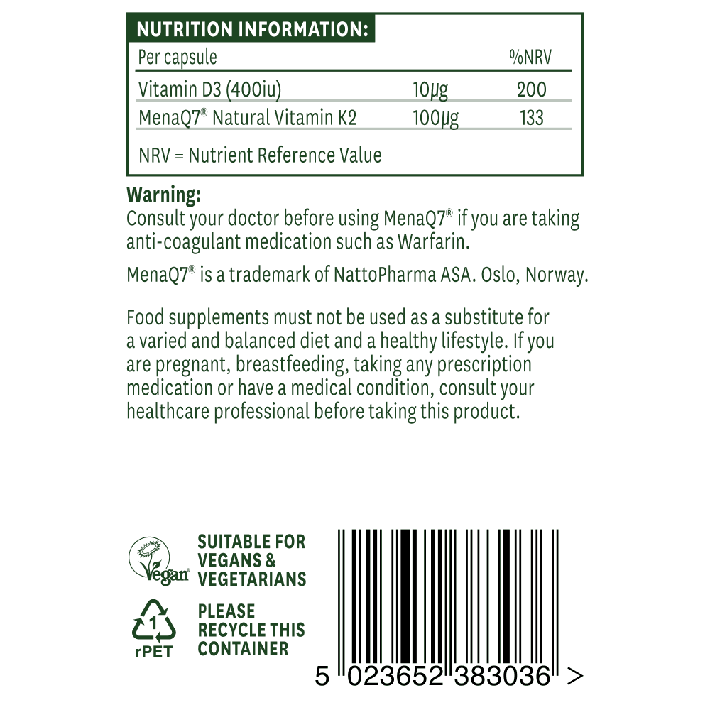 Naravni vitamin K2 + D3 (vitamin K2 + D3) 100 mcg 30 kapsule narave