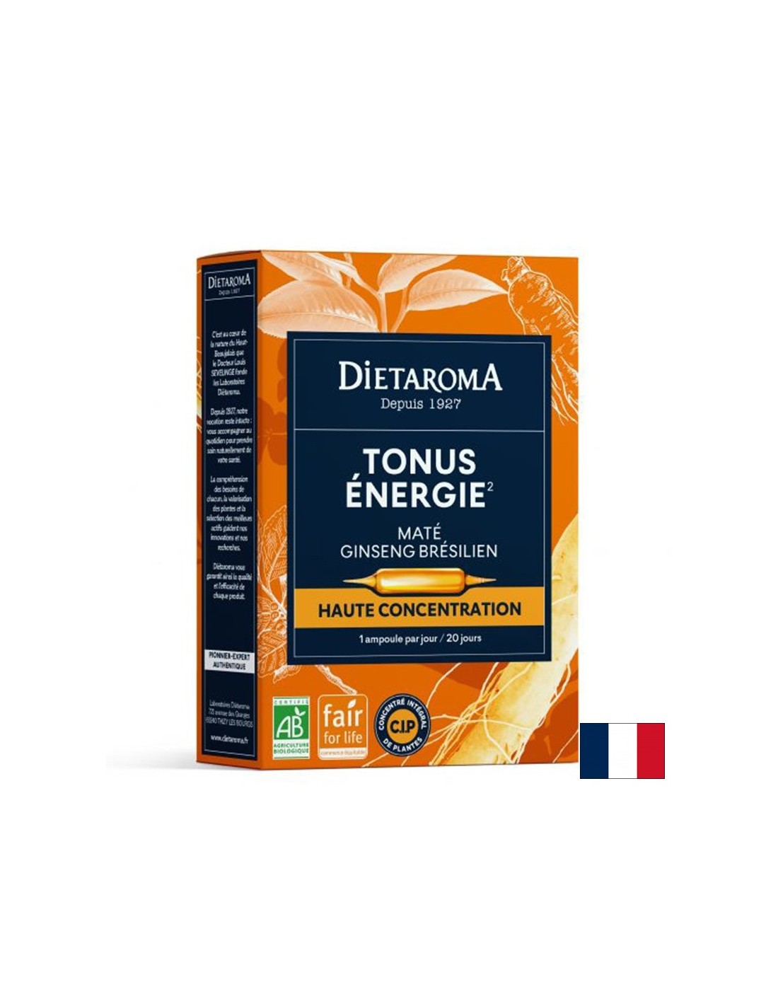 Ton in energija (z Yerba Matejem, Brazilskim ginsengom), 20 ampul