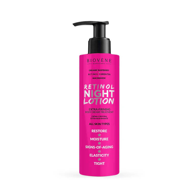 Retinol Night Body Losjon z dodatnim utrdilnim učinkom in Raspberry 200 ml
