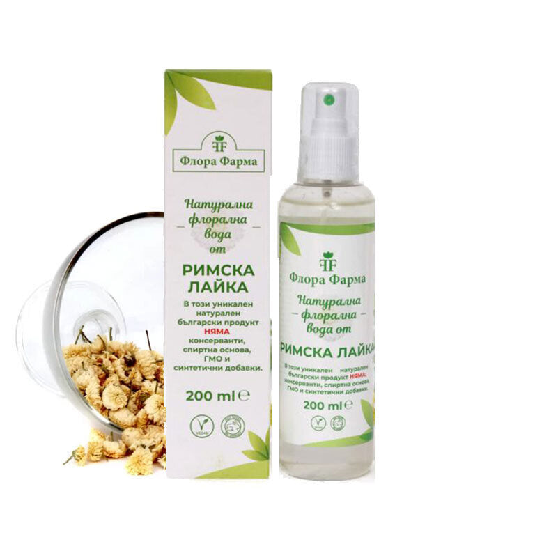 Naravna cvetna voda iz rimske kamilice - 200 ml flora farma