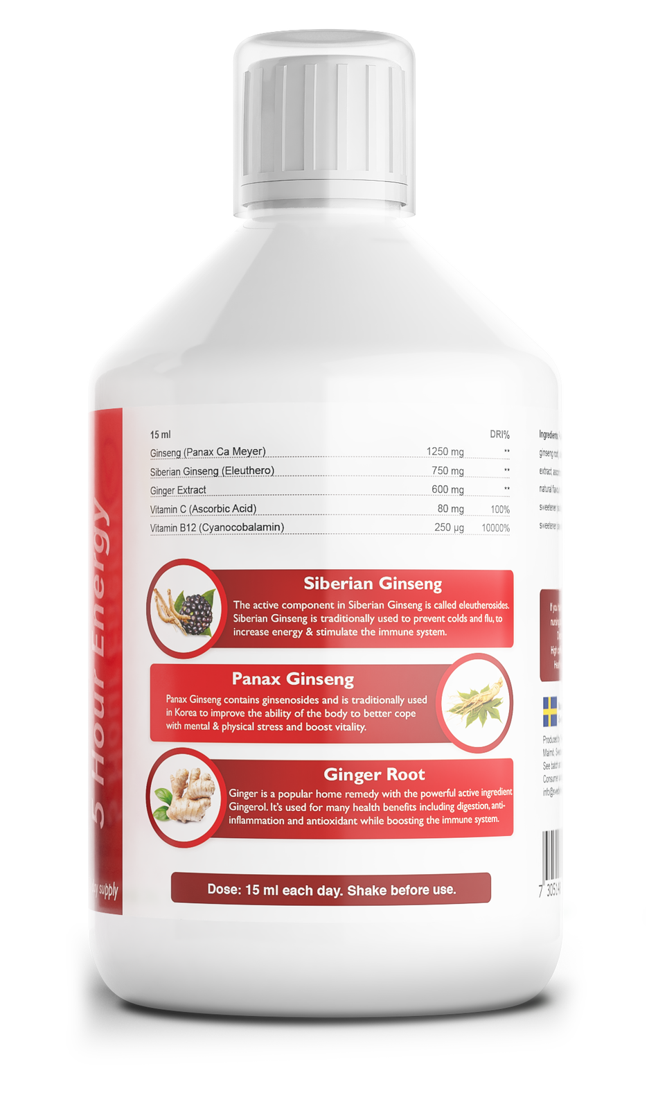 Ginseng 2000 mg - z ingverjevim ekstraktom - 500 ml
