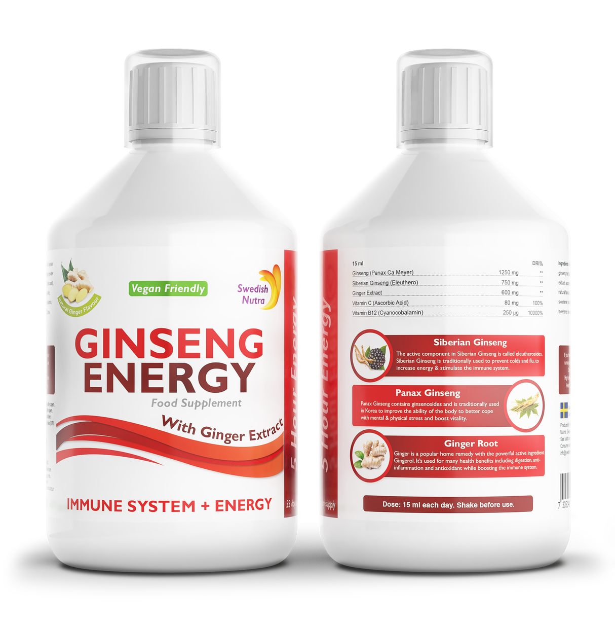Ginseng 2000 mg - z ingverjevim ekstraktom - 500 ml