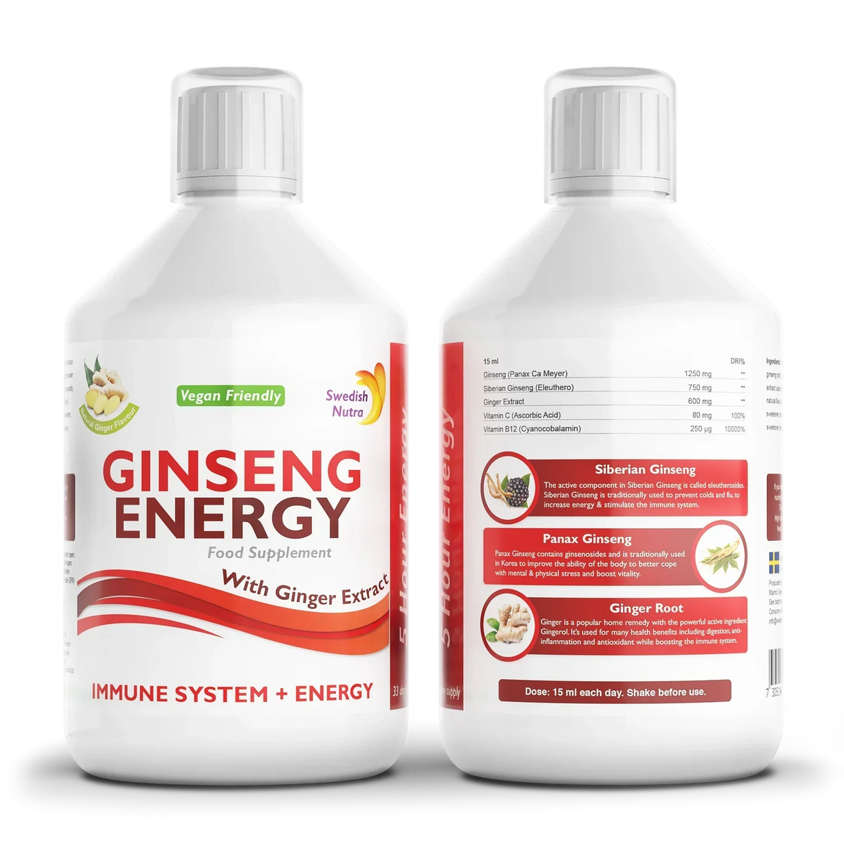 Ginseng 2000 mg - z ingverjevim ekstraktom - 500 ml