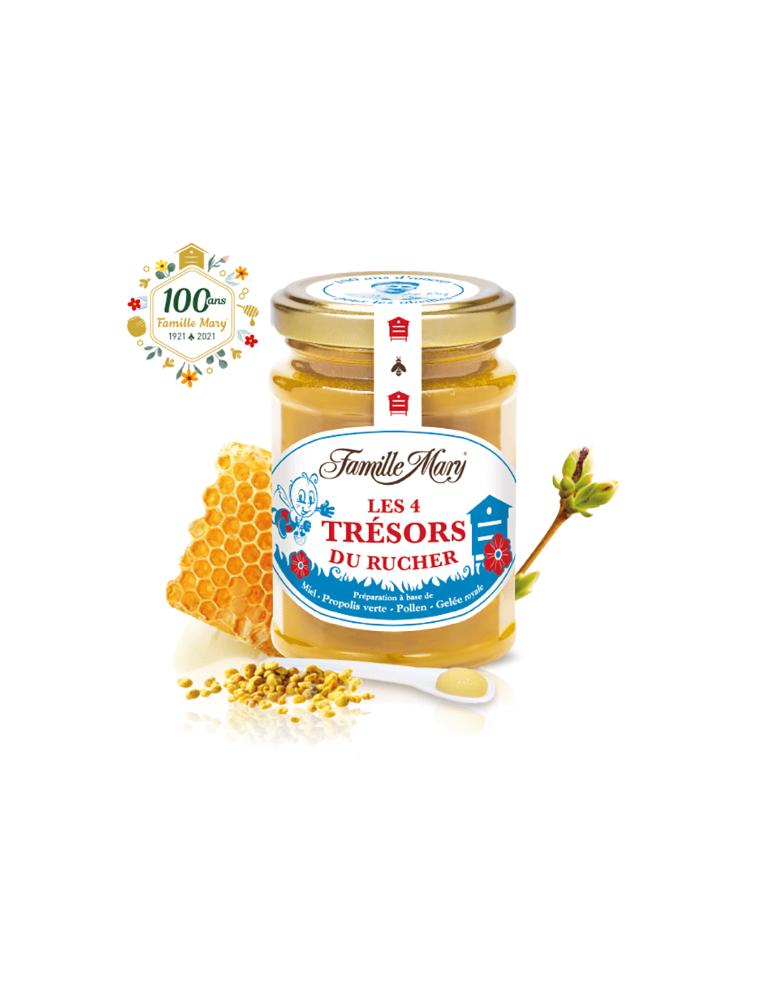 Štirje zakladi čebelnjaka (med, zeleni propolis, čebelji cvetni prah in kraljevski jesek), 230 g