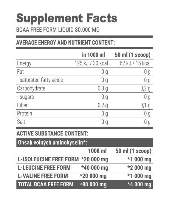 Brezplačna oblika BCAA tekočina 80000 mg - 1000 ml