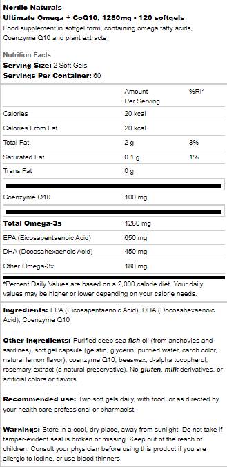 Ultimate omega 1280 mg + coq10 - 120 gel kapsul