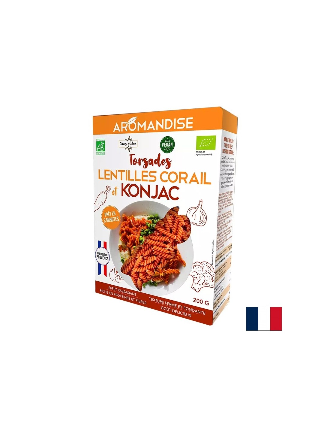 Fusilli brez glutena-3 minute kuhanja (iz Konjac moke in koralnih leč), 200 g