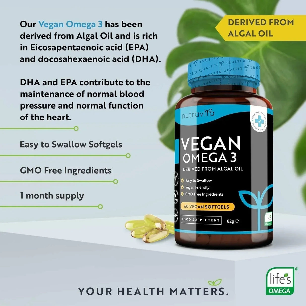 Veganska omega 3 - 2000 mg /60 veganskih kapsul gela /