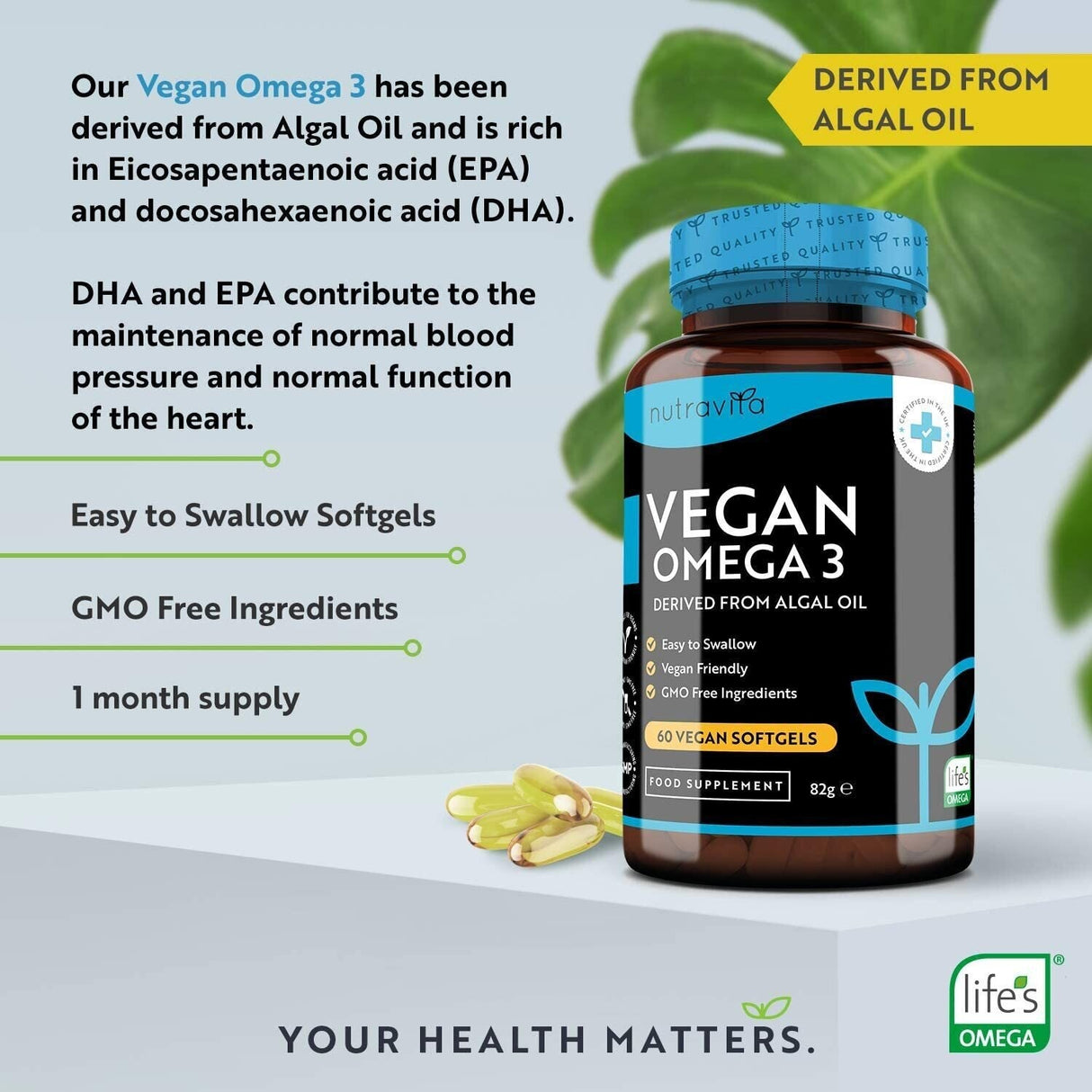 Veganska omega 3 - 2000 mg /60 veganskih kapsul gela /