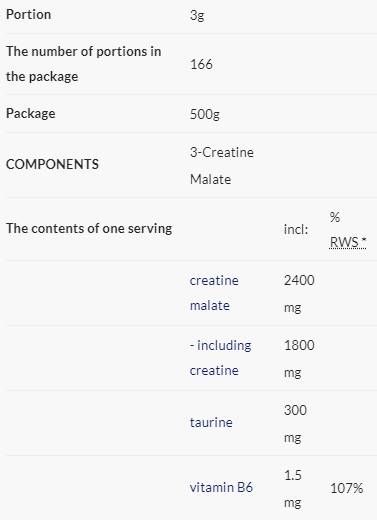 3 kreatin malate | Tri -kreatin Malate v prahu - 500 gramov