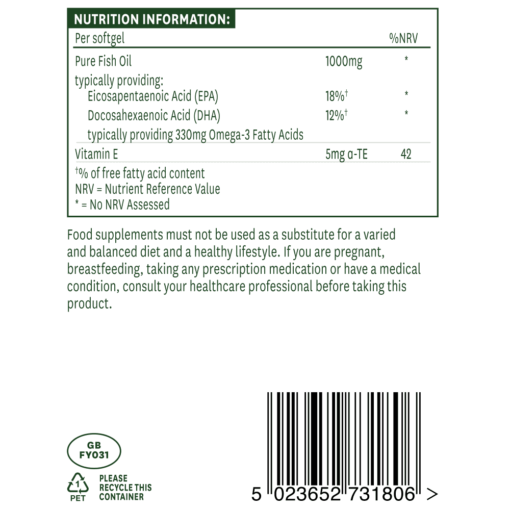 Omega 3 ribje olje (omega 3 ribje olje) 1000mg 180 mehke kapsule Naturesaid