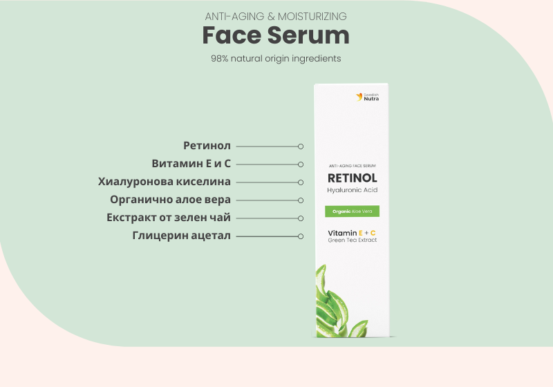 Serum za obraz z retinolom, hialuronom in kolagenom 30 ml <tc>Swedish Nutra</tc>