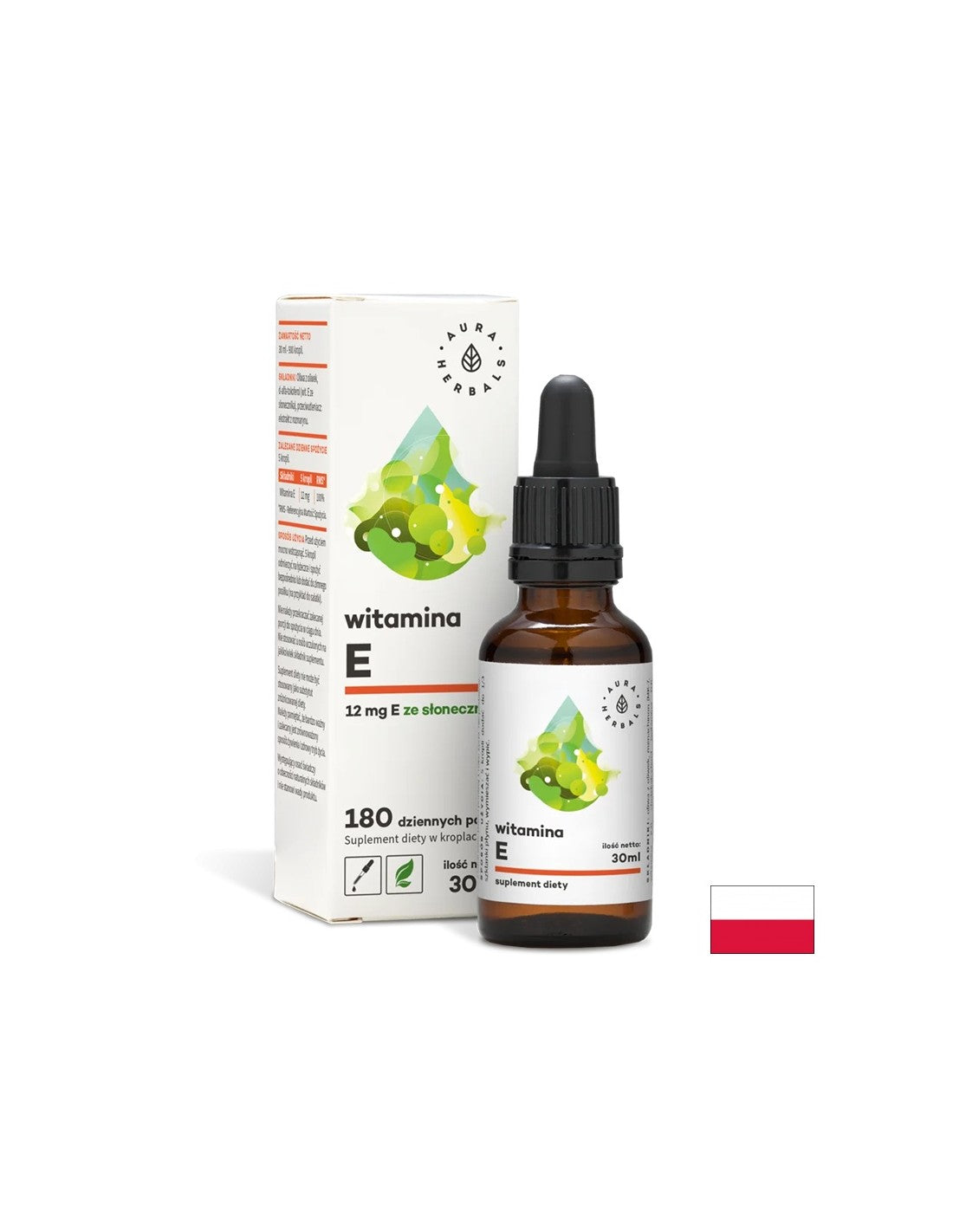 Nega las, kože in nohtov - Vitamin E, 30 ml kapljic <tc>Aura Herbals</tc>