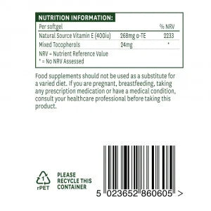 Vitamin E Natural 400 iu 60 kapsul <tc>Natures Aid</tc>