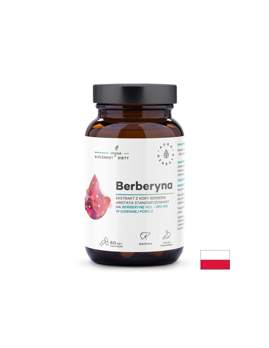 Uravnavanje krvnega sladkorja in holesterola - Berberin, 490 mg x 60 kapsul <tc>Aura Herbals</tc>