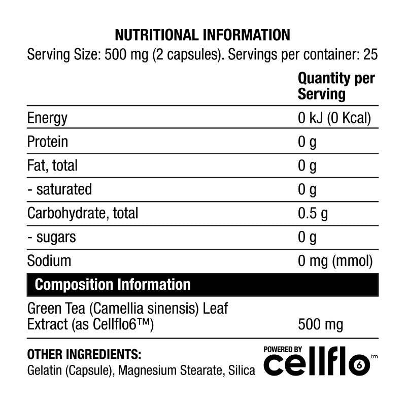 CELLFLO6 Zeleni čaj | Ojača serije - 50 kapsul