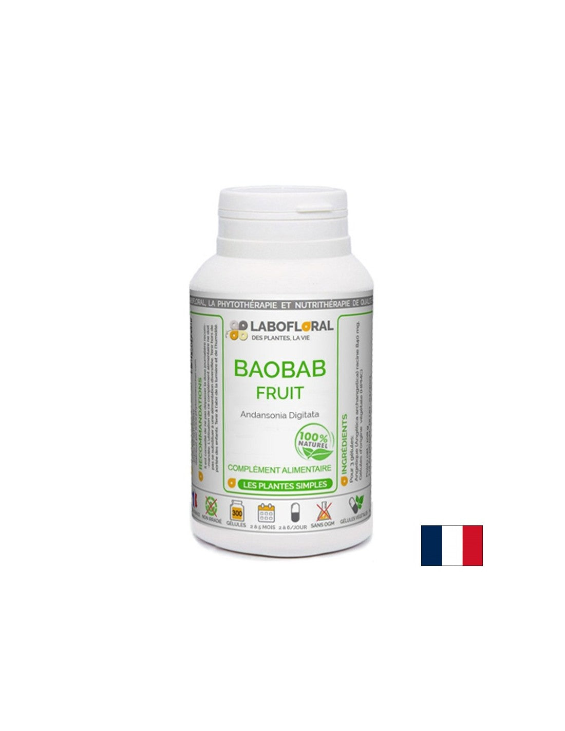 Zdrava izguba teže in zdravje prebavil - baobab (sadna kaša), 50 kapsul