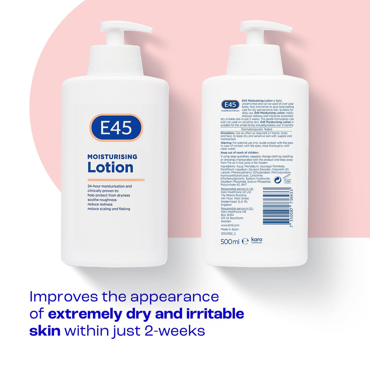 E45 vlažilni losjon za suho in občutljivo kožo - 500 ml