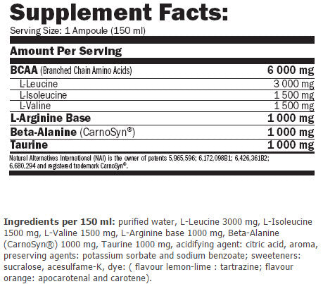 BCAA Megafuel 6000 / 150ml. / 12 amp. - 1800 kg