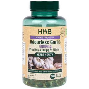 High Strength Odorless Garlic 6000 mg - 240 capsules - Nutra Best Europe