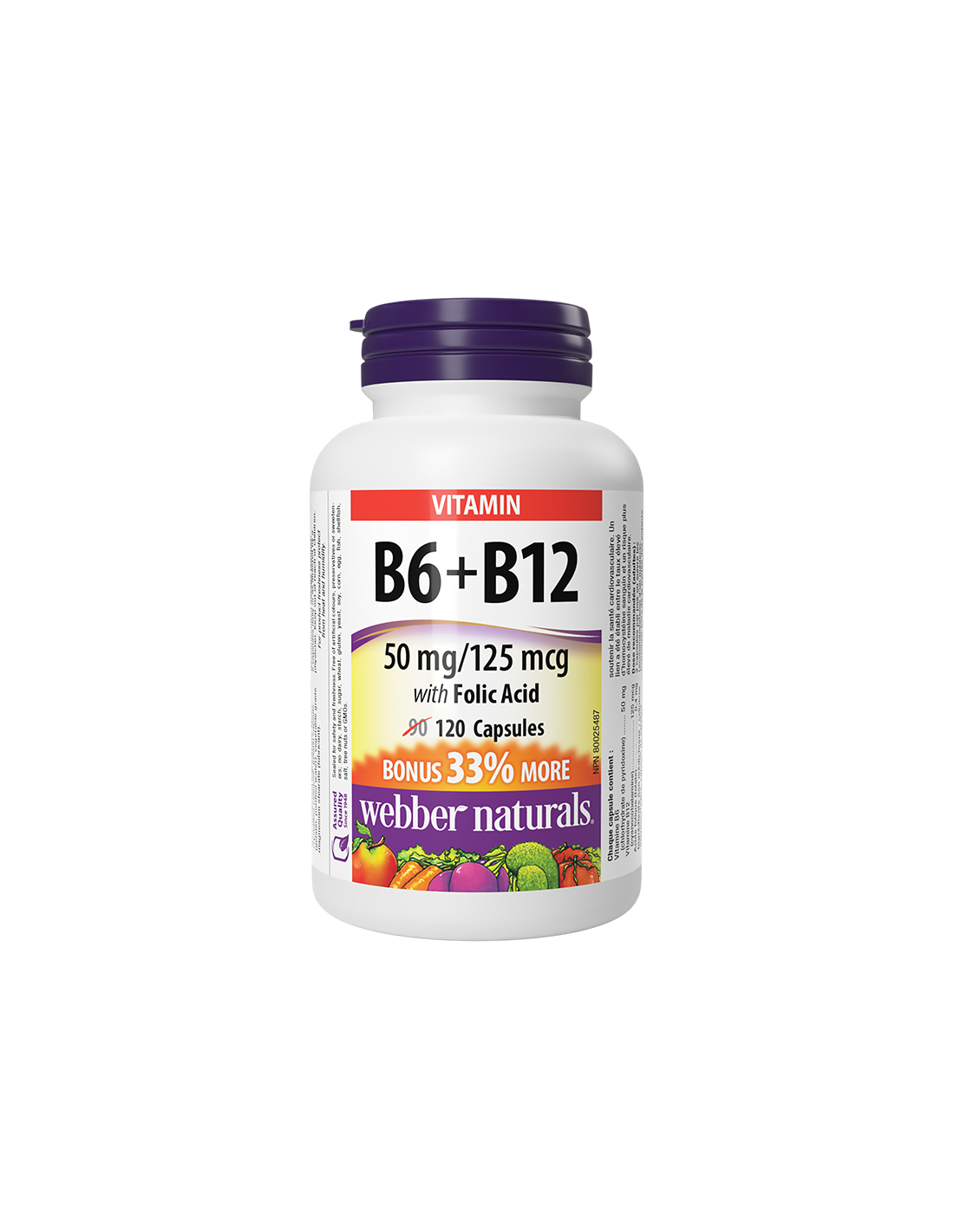 Zmanjša raven homocisteina in podpira vitamin B6 + B12 + folna kislina, 120 kapsul