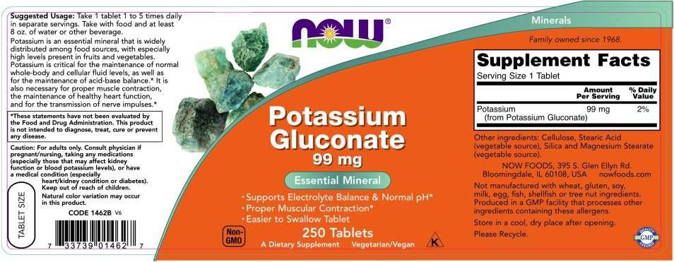Kalijev glukonat - 250 tablet