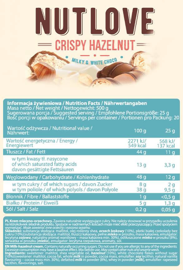 Širjenje beljakovin NUTLove | Različni okusi - 500 gramov