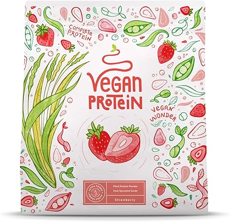 Veganska beljakovinska jagoda v prahu - 600 g, narejena v Nemčiji - Alpha Foods