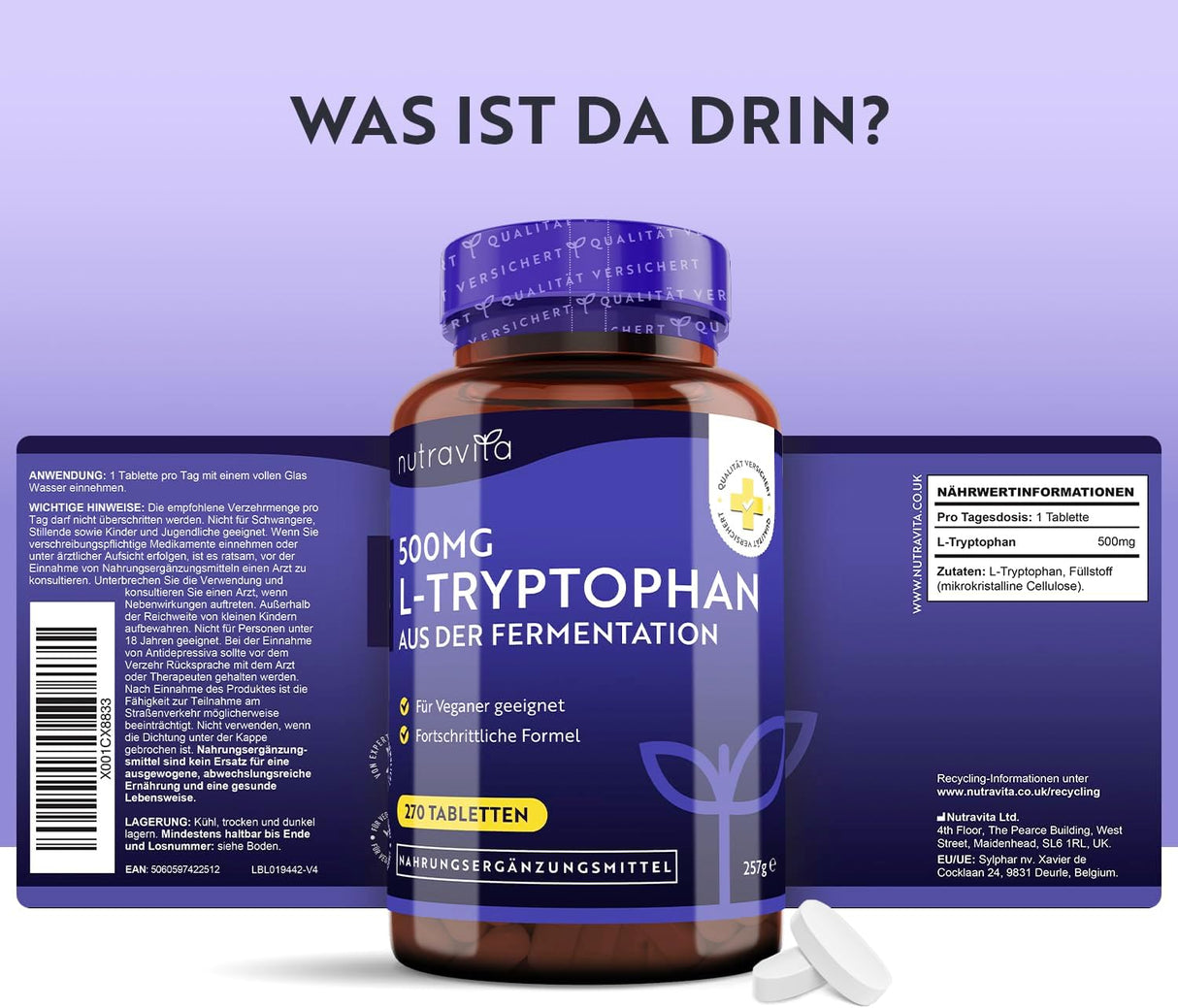 L-triptofan 500 mg 270 tablet