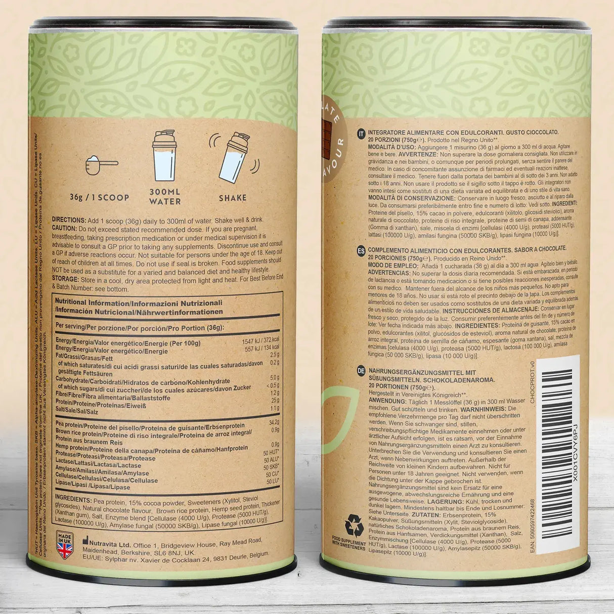 Veganske beljakovine + encimi - 750 g (čokolada) <tc>Nutravita</tc>