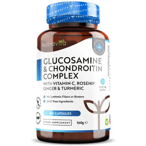Glucosamine Chondroitin /180 capsules, 90 days/ with Turmeric, Ginger & Vitamin C Nutravita - Nutra Best Europe