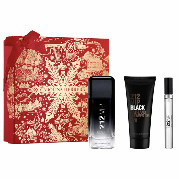 <tc>CAROLINA HERRERA</tc> 212 Vip Black Men parfumska voda v spreju 100 ml, 3 kosi