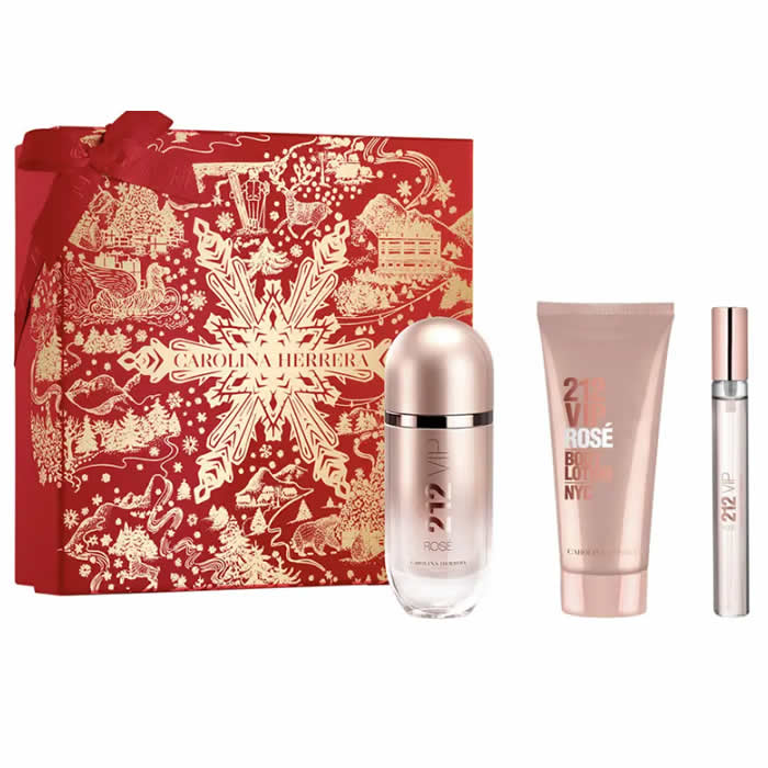 <tc>CAROLINA HERRERA</tc> 212 Vip Rose parfumska voda v razpršilu 80 ml, 3 kosi