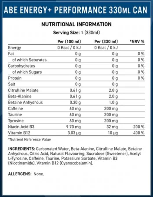 Abe Energy + Performance | Vse črno vse, kar je pripravljeno za pijačo-330 ml