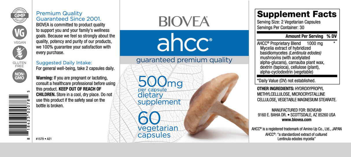 AHCC 500 mg Formula za imuniteto gob / 60 Caps