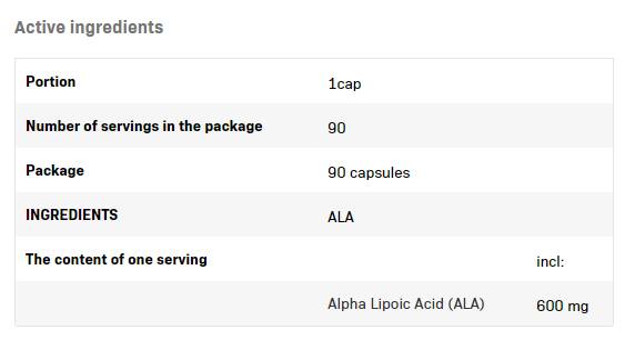 Ala / Alpha lipoijska kislina 600 mg - 90 kapsul