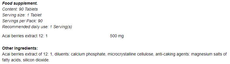 Acai Berry 12: 1 500 mg 90 tablet