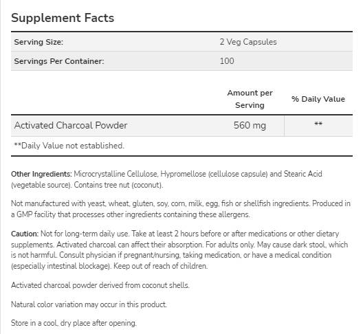 Aktivno oglje 280 mg - 200 kapsul