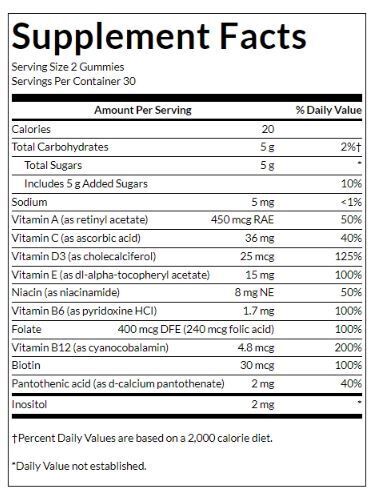 Multivitaminski gumi za odrasle | Breskev, oranžna in jagoda - 60 žvečilnih tablet