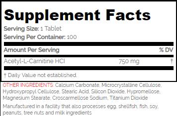 Alcar / acetil L -karnitin 750 mg - 100 tablet