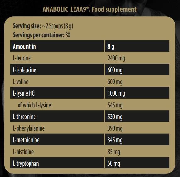 Anabolična LEAA9 | Levcin obogatene esencialne aminokisline - 240 gramov
