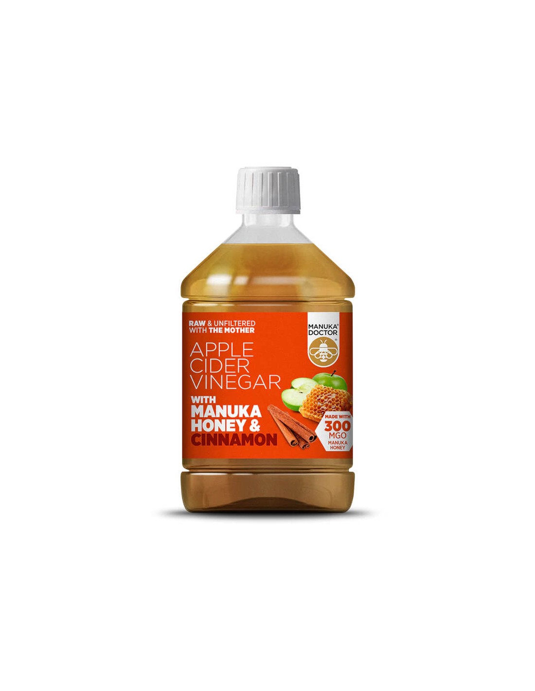 Jabolčni kis + med iz Manuka in cimeta - jabolčni kis z Manuka Honey & Cinnamon (300 MgO), 500 ml